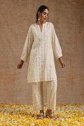 Ivory Gold Cotton Relax Co-Ord Set